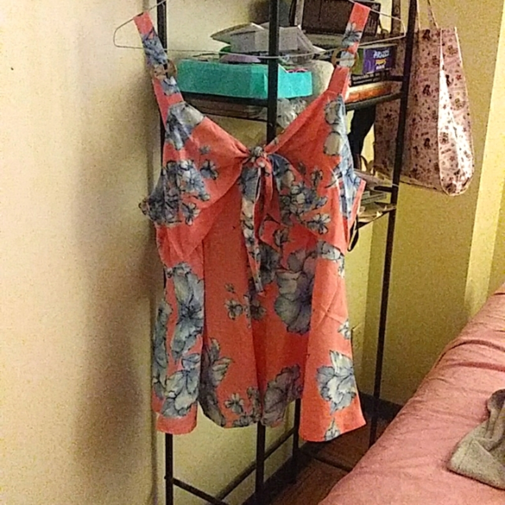 Front Tie Floral Print Tank Top, XXXL/Size 14